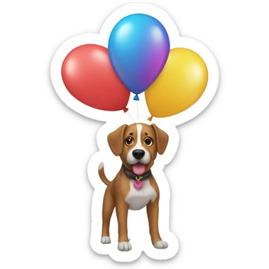 dog with balloons sticker