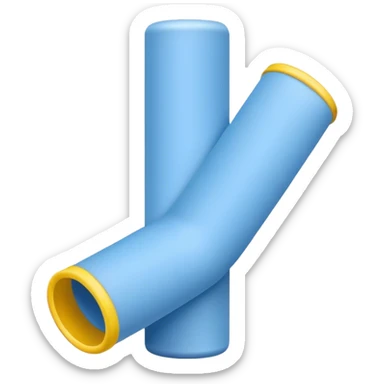  blue foam tube with yellow ends on both end, not hollow, front view sticker