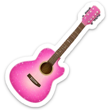 a very sparkly pink acoustic guitar sticker