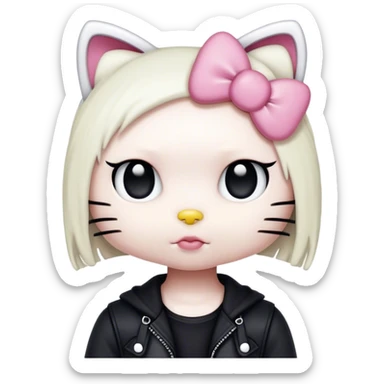 Hello kitty dressed in bald looking emo sticker