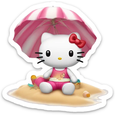 hello kitty in the beach sticker