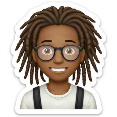 Black boy with braces glasses and dreads sticker