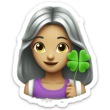 lucky girl whith clover sticker