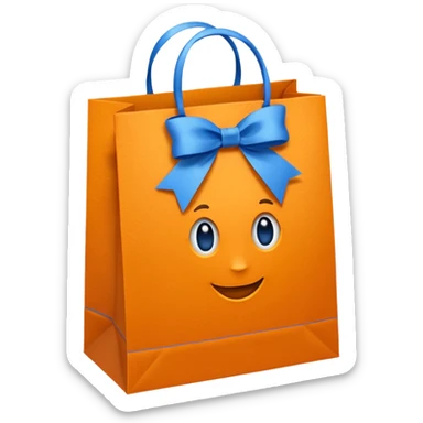 orange gift bag with blue handles sticker
