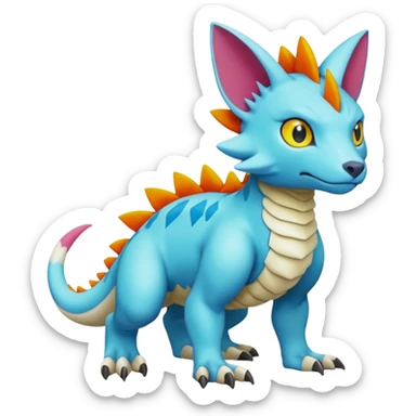 colorful Fakémon-Digimon-Fionbri-Trico-creature (full body) sticker