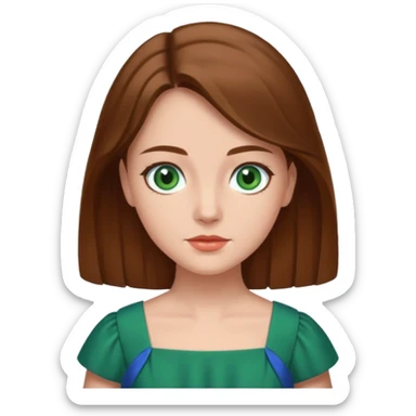 Leonor de Borbon avec cheveux marrons yeux bleu avec robe verte sticker