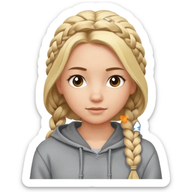 braided blonde girl with hoodie sticker