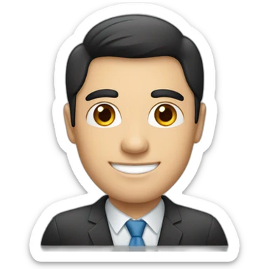 Human resources, black hair, man, turkish, professional smile, without glasses sticker