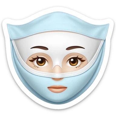 a white skincare beauty mask pack for face, made with cloth sticker