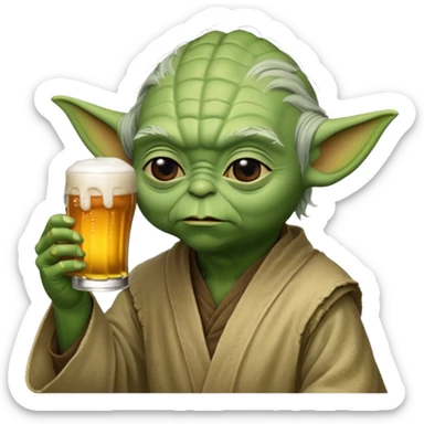 Yoda avec une bierre sticker