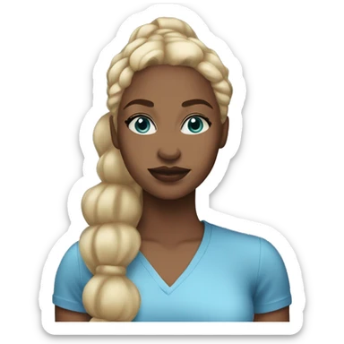 black woman blonde ponytail blue eyes full lips sticker