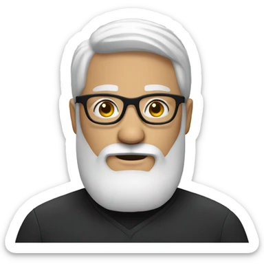white bearded man with glasses wearing a black gap sticker
