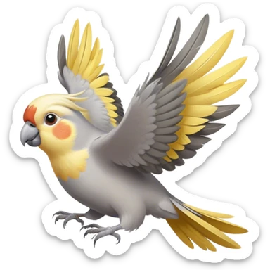 happy cockatiel bird flying sticker