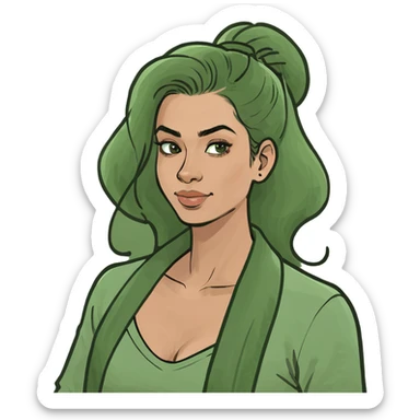 Mujer con una toalla en su pelo sticker