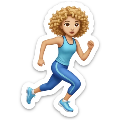 light skin girl running with medium curly hair sticker