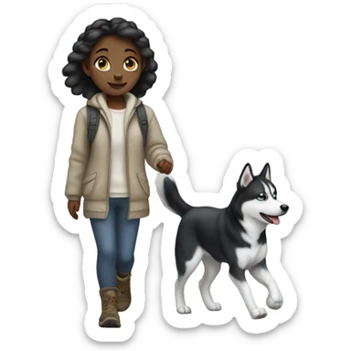 Pale girl walking husky sticker