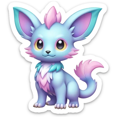 Cute cool colorful pastel nebula fantasy animal hybrid Fakemon full body  sticker