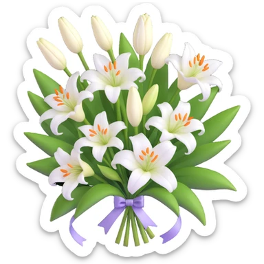 elegant bouquet of white lilies with ribbon sticker
