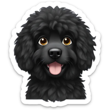 Fluffy black medium size dog sticker