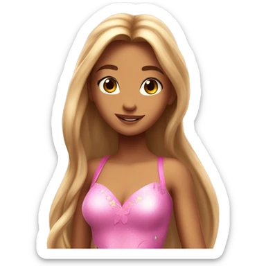 Flora the adult latina fairy of nature in her enchantix fairy pink clothing and long light brown hair from winx club sticker