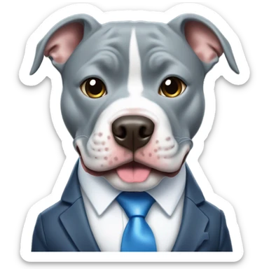 A blue pitbull dog wearing a suit is ready to bite! sticker