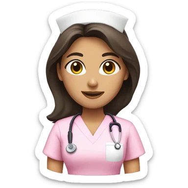 Brunette nurse in pink scrubs sticker