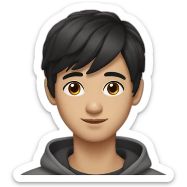 18-year-old Uzbek boy, black hair, black eyes, modern straight hairstyle sticker