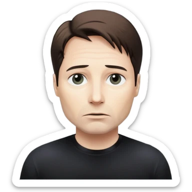 Mulder from the x-files looking very very worried (not trusting anyone today) while wearing a dark t-shirt. A beam of light from a UFO illuminates him sticker