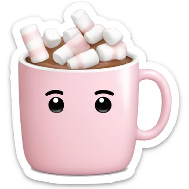 Light Pink mug of hot chocolate with marshmallows  sticker
