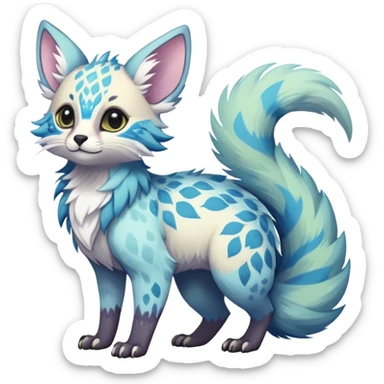 Epic Feral Rare Fantasy pastel Vernid-Trico-species by LiLaiRa, random markings, tufted tail, tufted ears, full body sticker
