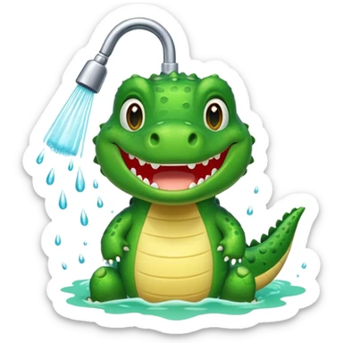 Cute crocodile is showing under the shower like game Where's my water sticker