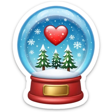 Heart-shaped snow globe sticker