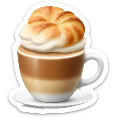 Cup of cappuccino with croissant sticker