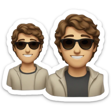 À young man with forward brown hair and dark black sun glasses sticker