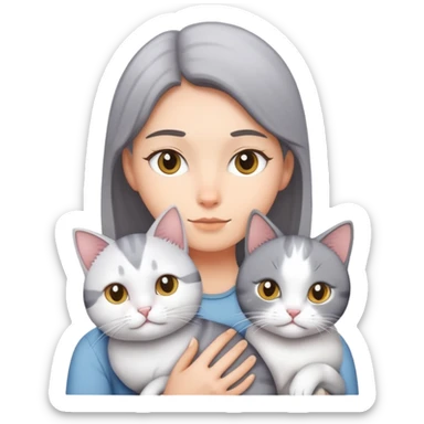 Yo con mi gato gris con blanco  sticker
