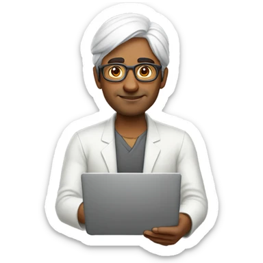 indian man using laptop without spectacles  sticker
