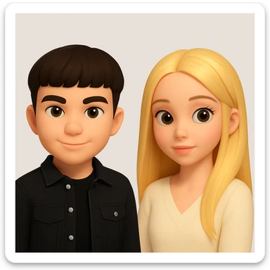 Place these two 3d-emoji style characters side by side on one image, as two separate emojis, no interaction, neutral background sticker