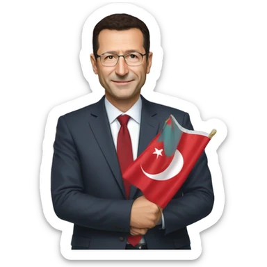 ekrem imamoglu hold turkish flag sticker