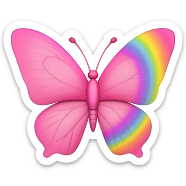mariposa rosa con arcoiris sticker