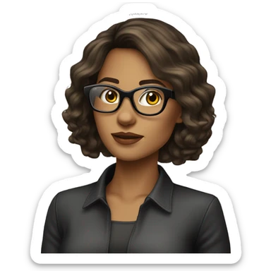 femme brune cheveux noirs courts lunettes transparentes sticker