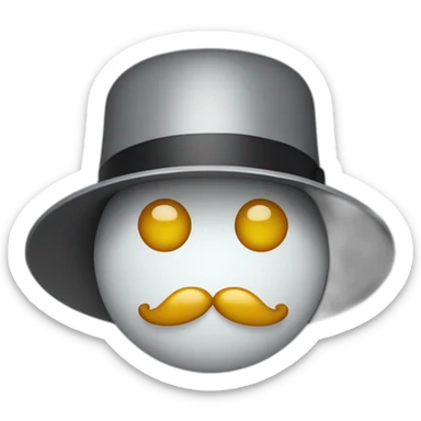 Robot with a mustache, round hat sticker
