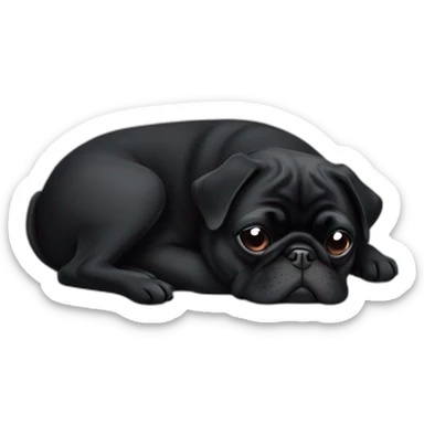 black pug sleeping sticker