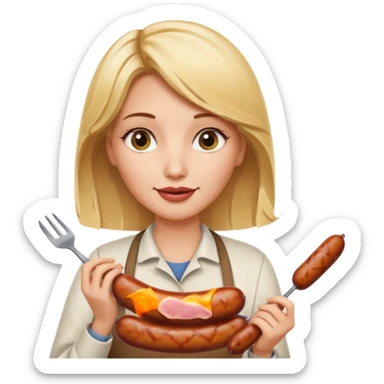 Naked blonde holding weiner sticker