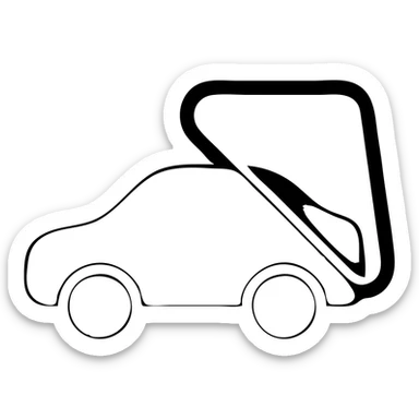 solid elegant icon of a car with a transparent film covering it, minimalistic style, refined details sticker