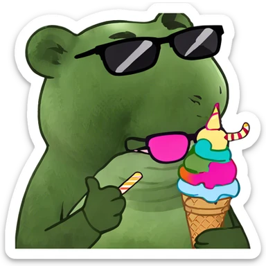 Panda eating ice فcream sticker