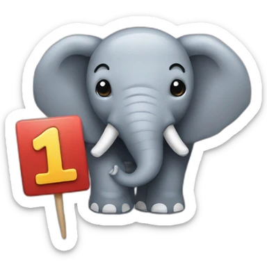 Sign that says #1 Fan with an Elephant sticker