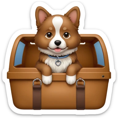 dog in a carrier sticker