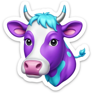 glitter purple and cian vaca sticker