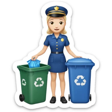 full body housekeeper open trash can and put the trash sticker