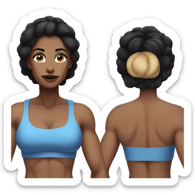 Muscle mommy with blue eyes and black hair sticker